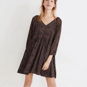 Madewell Black Multicolor Long Sleeve Dress